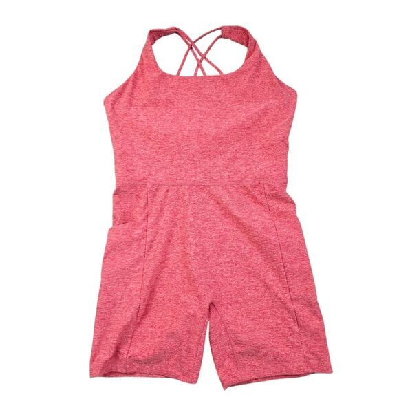 CALIA Women's Aquatic Coral Heather Crossback Strap Lustralux 5” Bodysuit Size M - Picture 4 of 9